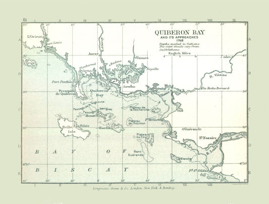 Historic Map - Quiberon Bay 1759 France -  Gardiner 1902 - 30.24 x 23 - Vintage Wall Art