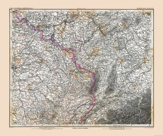 Historic Map - France Northeastern  - Stieler 1885 - 27.54 x 23 - Vintage Wall Art