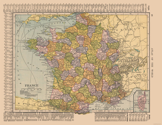 Historic Map - France - Hammond 1910 - 29.75 x 23 - Vintage Wall Art