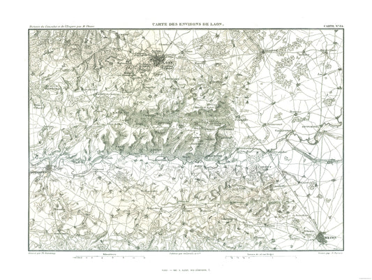 Historic Map - Laon France Environs - Thiers 1866 - 30.59 x 23 - Vintage Wall Art