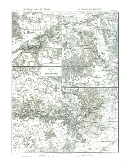 Historic Map - Montreau Brienne Montmirail France - Thiers 1866 - 23 x 28.93 - Vintage Wall Art