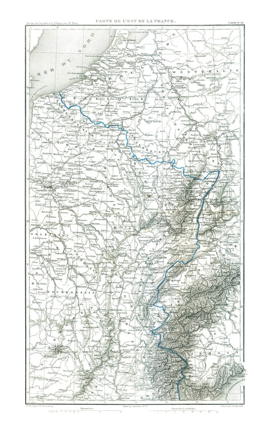 Historic Map - France East - Thiers 1866 - 23 x 36.65 - Vintage Wall Art