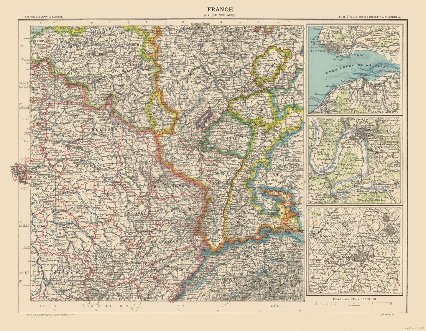 Historic Map - France Northeast - Schrader 1908 - 29.59 x 23 - Vintage Wall Art