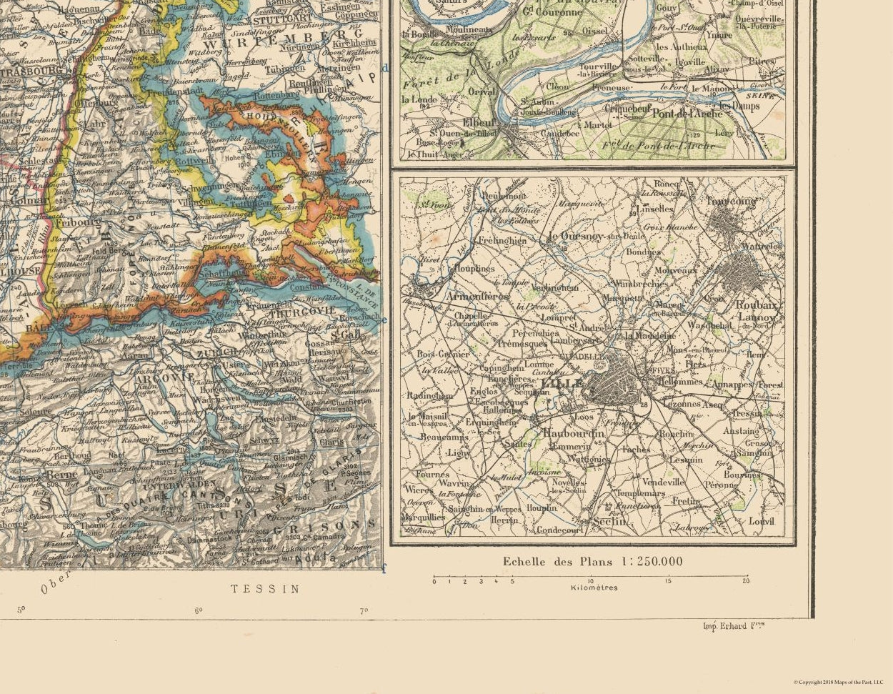 Historic Map - France Northeast - Schrader 1908 - 29.59 x 23 - Vintage Wall Art