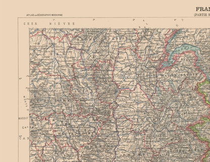 Historic Map - France Southeast - Schrader 1908 - 29.74 x 23 - Vintage Wall Art