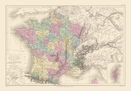 Historic Map - Governments France - Drioux 1882 - 33.13 x 23 - Vintage Wall Art