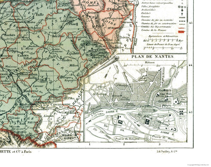 Historic Map - Loire Basins France - Cortambert 1880 - 28.96 x 23 - Vintage Wall Art