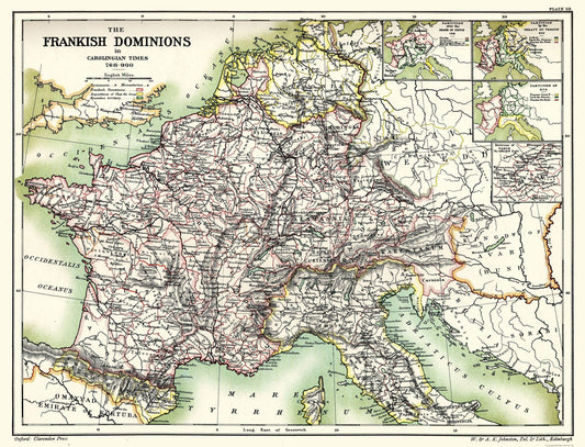 Historic Map - Frankish Dominions Carolingian 768 to 900 - Poole 1902 - 30.10 x 23 - Vintage Wall Art