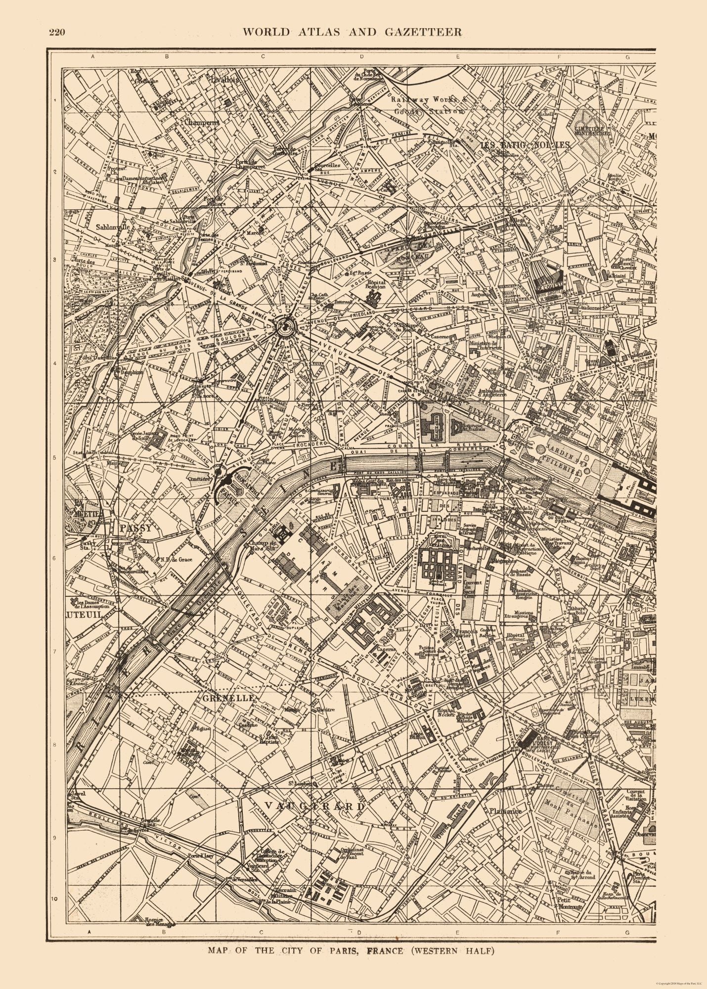 Historic Map - Paris Western - Reynold 1921 - 23 x 32.17 - Vintage Wall Art