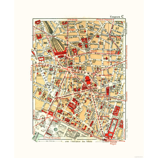 Historic Map - Paris France Northern - Blue Guides 1921 - 23 x 28.04 - Vintage Wall Art