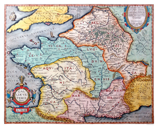 Historic Map - France Ancient - Ortelius 1570 - 28.36 x 23 - Vintage Wall Art