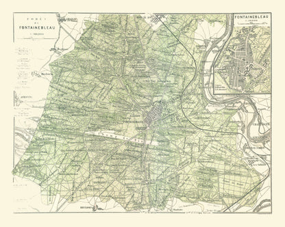 Historic Map - Paris France Fontainebleau - Baedeker 1911 - 28.86 x 23 - Vintage Wall Art