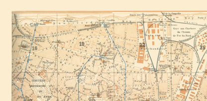 Historic Map - Paris France Pantin - Baedeker 1911 - 47.01 x 23 - Vintage Wall Art