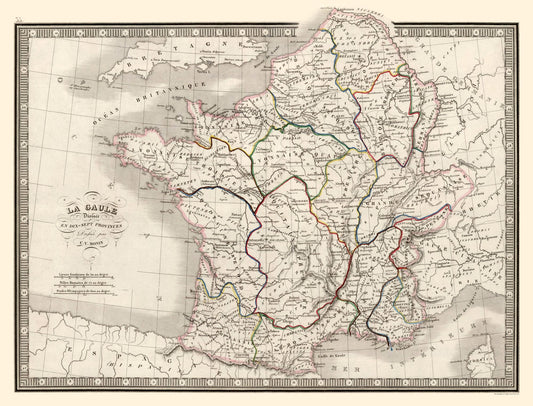 Historic Map - France Ancient Ten Provinces - Monin 1839 - 30.17 x 23 - Vintage Wall Art