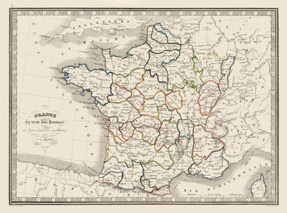 Historic Map - France Provinces - Monin 1839 - 31.00 x 23 - Vintage Wall Art