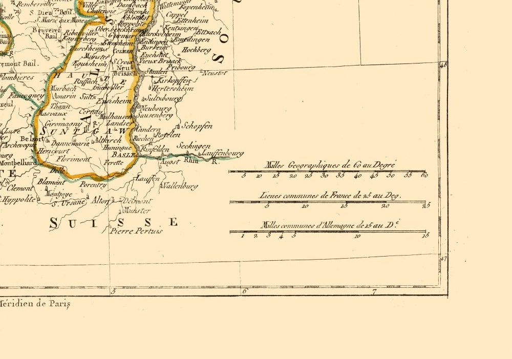 Historic Map - Lorraine Alsace Champagne France - Santini 1794 - 32.81 x 23 - Vintage Wall Art