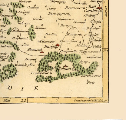 Historic Map - Cambrai Environs France - Robert 1748 - 24.19 x 23 - Vintage Wall Art