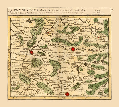 Historic Map - Landrecies France - Robert 1748 - 25.81 x 23 - Vintage Wall Art