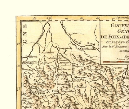 Historic Map - Foix Roussillon France - Robert 1748 - 26.98 x 23 - Vintage Wall Art