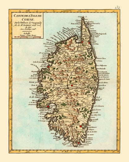 Historic Map - Corsica France - Robert 1748 - 23 x 28.75 - Vintage Wall Art