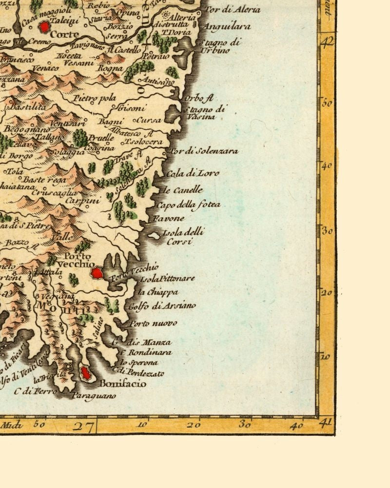 Historic Map - Corsica France - Robert 1748 - 23 x 28.75 - Vintage Wall Art