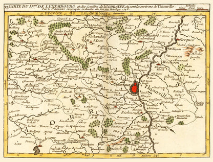 Historic Map - Moselle Department France - Robert 1748 - 30.18 x 23 - Vintage Wall Art