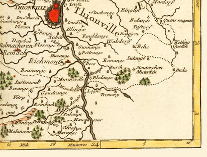 Historic Map - Moselle Department France - Robert 1748 - 30.18 x 23 - Vintage Wall Art