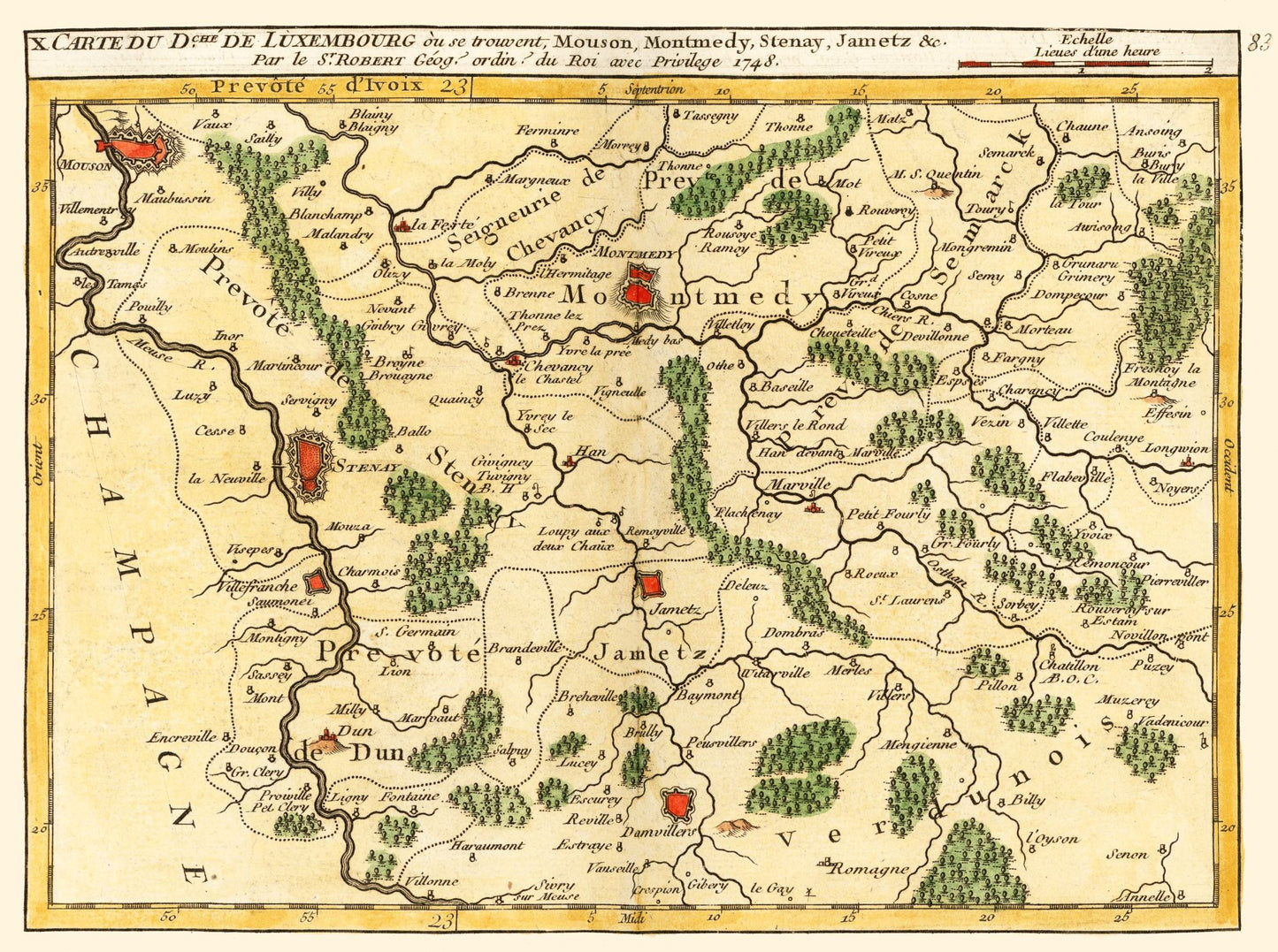 Historic Map - North Eastern France - Robert 1748 - 30.87 x 23 - Vintage Wall Art