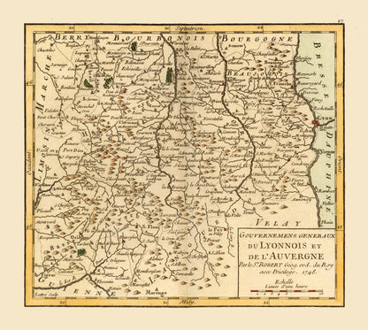 Historic Map - South Central France - Robert 1748 - 25.62 x 23 - Vintage Wall Art