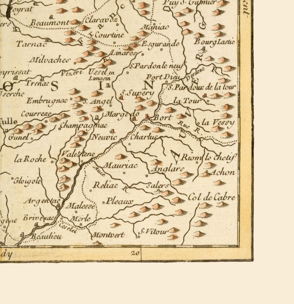 Historic Map - Marche Limousin France - Robert 1748 - 23 x 23.77 - Vintage Wall Art
