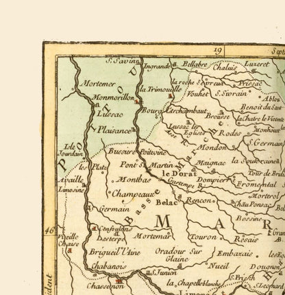 Historic Map - Marche Limousin France - Robert 1748 - 23 x 23.77 - Vintage Wall Art