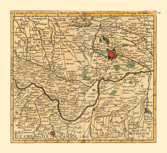 Historic Map - Emilia Romagna Lombardy Italy - Robert 1748 - 25.16 x 23 - Vintage Wall Art