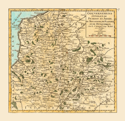 Historic Map - Northern France - Robert 1748 - 23.71 x 23 - Vintage Wall Art