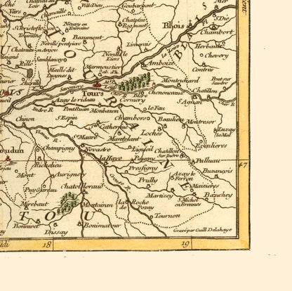 Historic Map - Perche Maine Anjou Touraine France - Robert 1748 - 23.09 x 23 - Vintage Wall Art