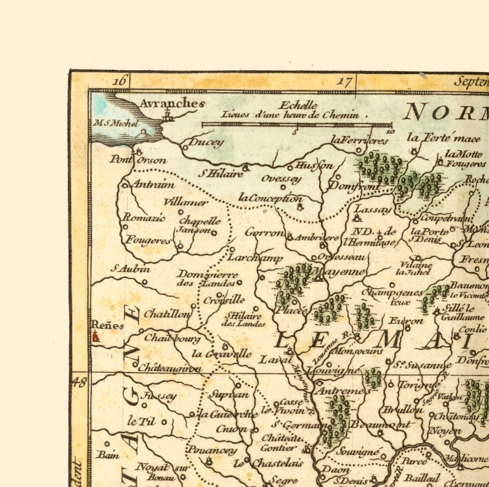 Historic Map - Perche Maine Anjou Touraine France - Robert 1748 - 23.09 x 23 - Vintage Wall Art