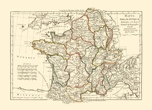 Historic Map - Ancient Gaul - Santini 1794 - 31.71 x 23 - Vintage Wall Art