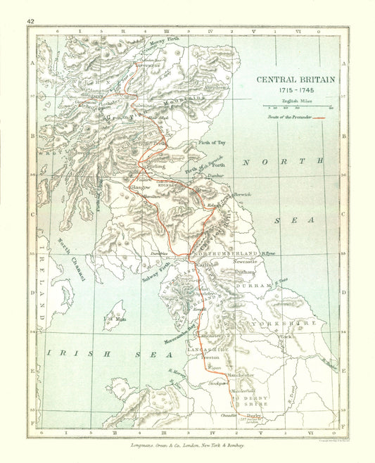 Historic Map - Britain Central 1715 - Gardiner 1902 - 23 x 28.41 - Vintage Wall Art