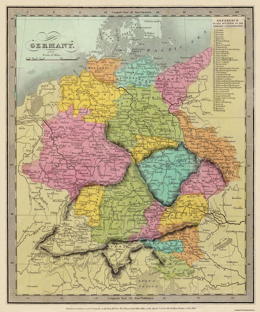 Historic Map - Germany - Burr 1834 - 23 x 27.63 - Vintage Wall Art