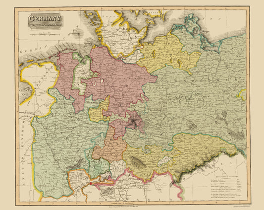 Historic Map - Mayne Germany North - Thomson 1827 - 23 x 28.97 - Vintage Wall Art