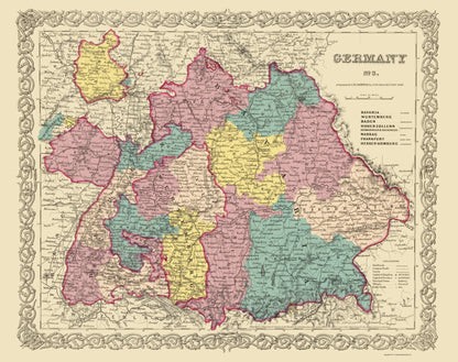 Historic Map - Germany 3 - Colton 1855 - 23 x 29.07 - Vintage Wall Art