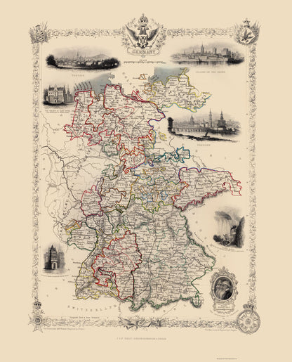 Historic Map - Germany - Tallis 1851 - 23 x 28.45 - Vintage Wall Art