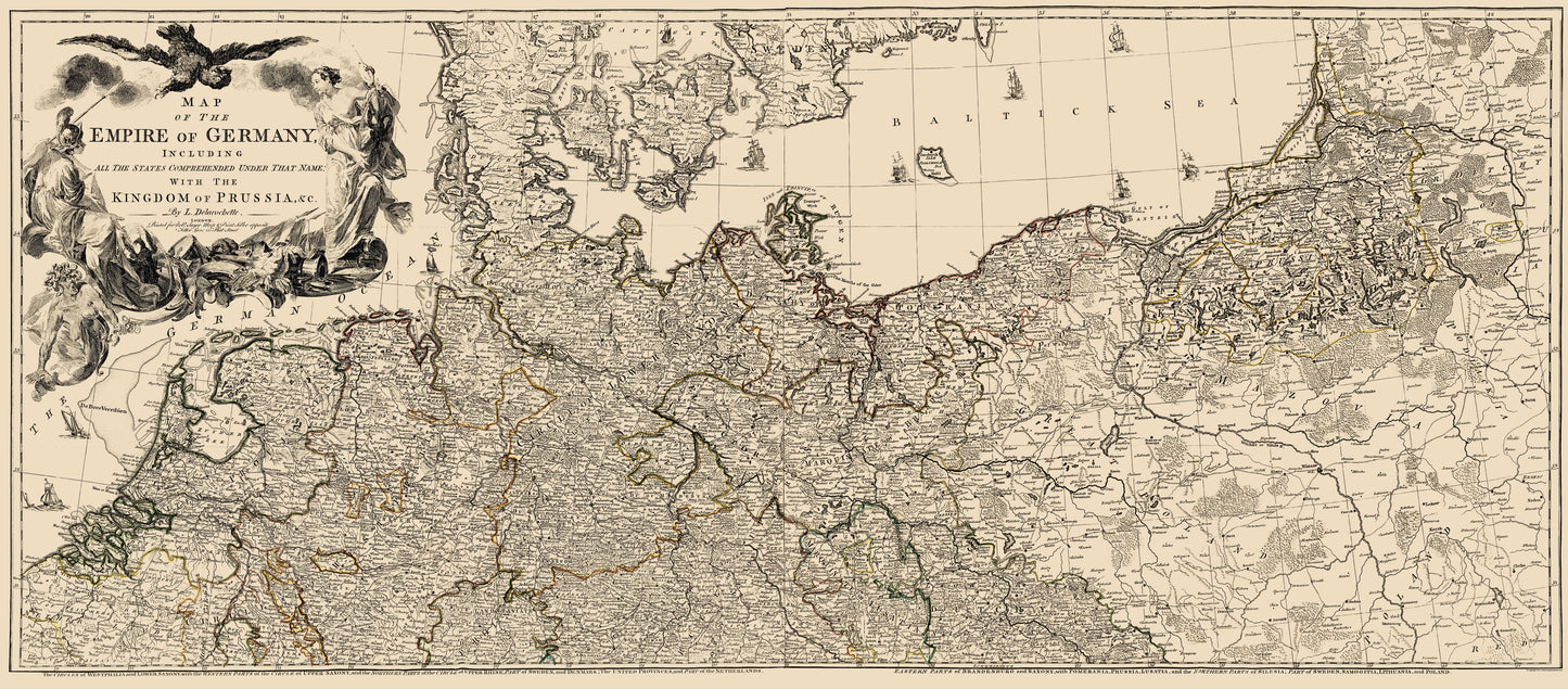 Historic Map - Germany Upper Empire - Delarochette 1782 - 23 x 52.35 - Vintage Wall Art