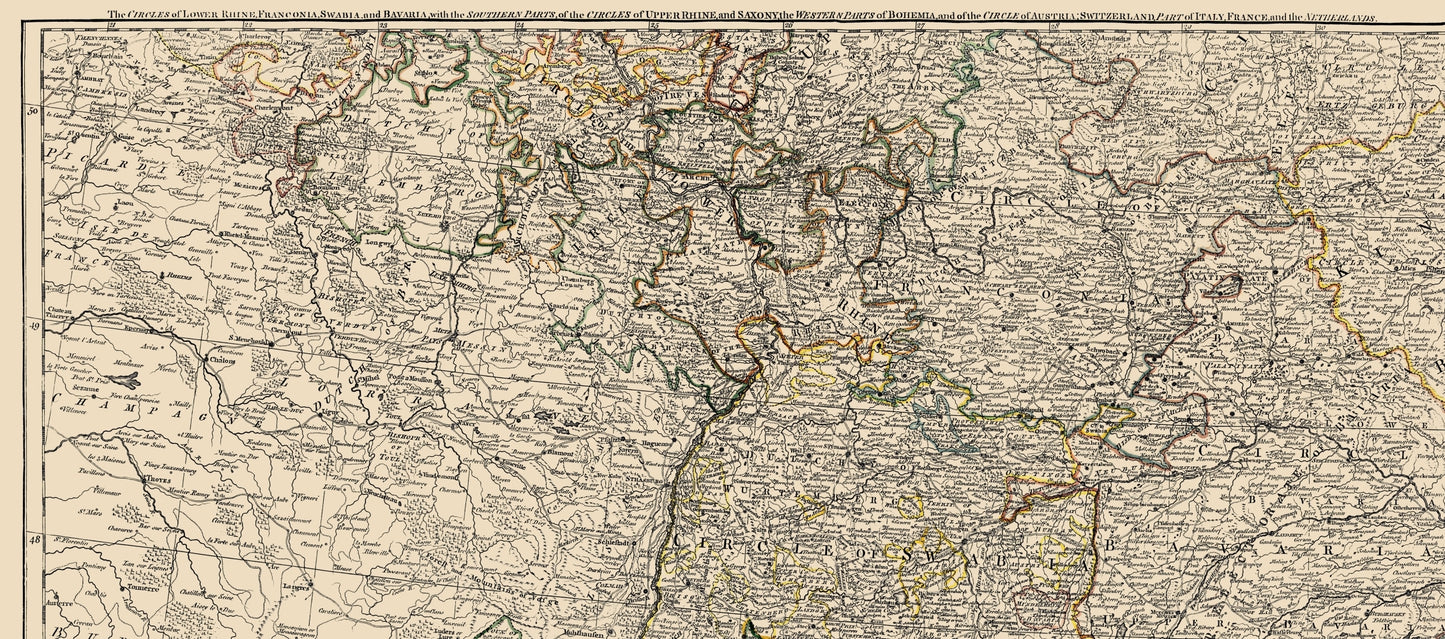 Historic Map - Germany Lower Empire - Delarochette 1782 - 23 x 52.06 - Vintage Wall Art