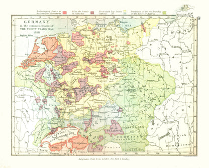 Historic Map - Germany 1618 - Gardiner 1902 - 23 x 38.74 - Vintage Wall Art