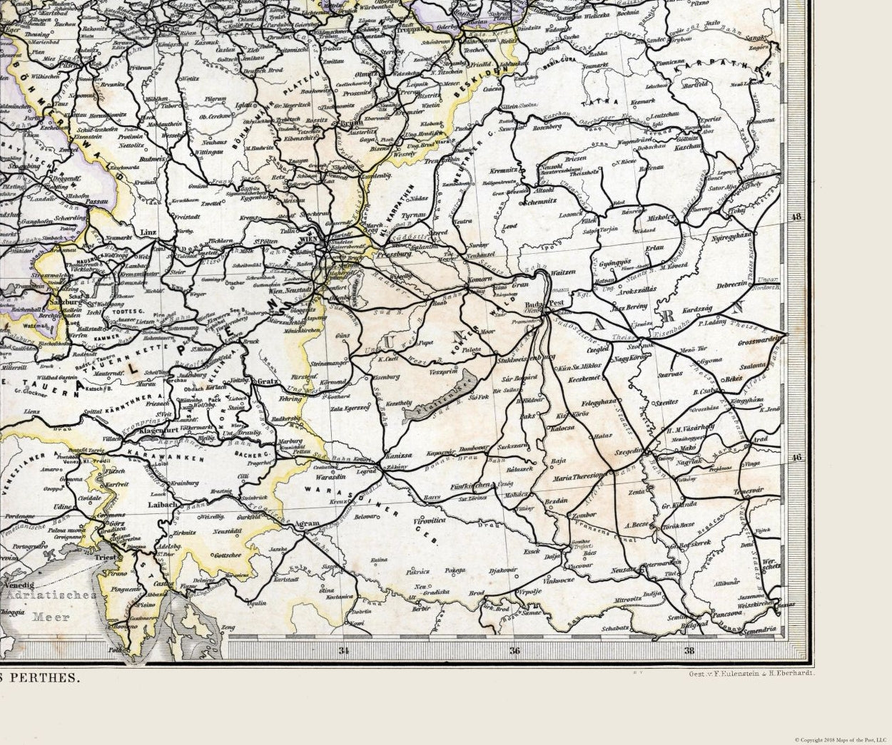 Historic Map - German Railways Steamboats - Stieler 1885 - 27.52 x 23 - Vintage Wall Art