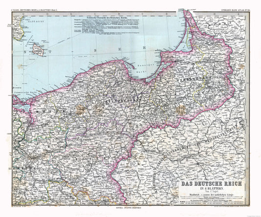 Historic Map - Germany Northeast - Stieler 1885 - 27.62 x 23 - Vintage Wall Art