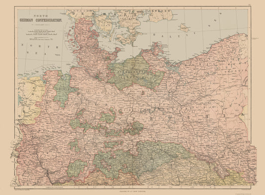 Historic Map - German North Confederation - Black 1867 - 31.32 x 23 - Vintage Wall Art