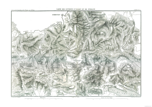 Historic Map - Engen Stockach Germany - Thiers 1866 - 32.57 x 23 - Vintage Wall Art