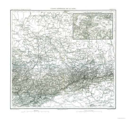 Historic Map - Saxe Germany - Thiers 1866 - 24.33 x 23 - Vintage Wall Art