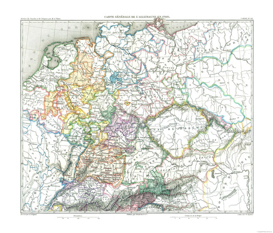 Historic Map - Germany 1789 - Thiers 1866 - 26.89 x 23 - Vintage Wall Art